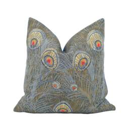 Liberty Art - Hera Slate Blue Stunning Peacock Feather Handmade Cushion Cover Throw Pillow Home D??cor - thumbnail 1