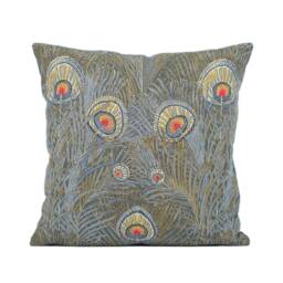 Liberty Art - Hera Slate Blue Stunning Peacock Feather Handmade Cushion Cover Throw Pillow Home D??cor - thumbnail 2