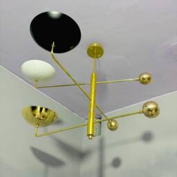 3 Curved Pendant Light - Sputnik Chandelier Linear Mid Century Modern Raw Brass Fixture - thumbnail 2