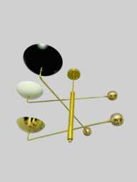 3 Curved Pendant Light - Sputnik Chandelier Linear Mid Century Modern Raw Brass Fixture