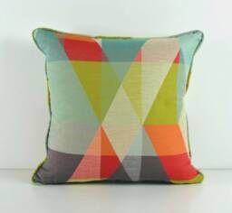 Scion - Axis Tangerine/Citrus Geometric Kaleidoscope Cushion Cover Self-Piped Handmade Throw Pillow Designer Home Decor - thumbnail 1