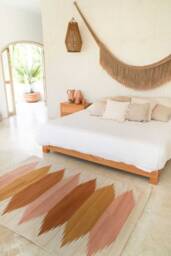 Handwoven Mexican Rug Oaxacan Woven Rugs - Tierra - Natural Base With Desert Rose + Clay Tones - thumbnail 1