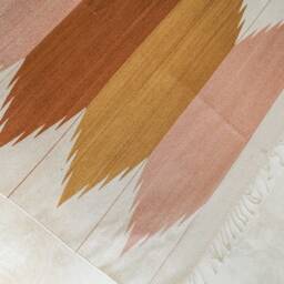 Handwoven Mexican Rug Oaxacan Woven Rugs - Tierra - Natural Base With Desert Rose + Clay Tones - thumbnail 2