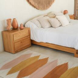 Handwoven Mexican Rug Oaxacan Woven Rugs - Tierra - Natural Base With Desert Rose + Clay Tones - thumbnail 3