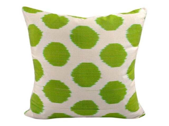 Green Polka Dot Ikat Pillow - image 1