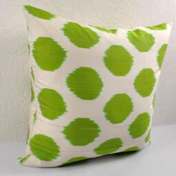 Green Polka Dot Ikat Pillow - thumbnail 2