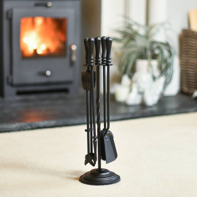Black Single Twist Companion Set Set/Fireside Ash Brush & Pan, Fireplace Accessories, Fireside Tools Set/Contempoary - image 1