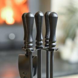 Black Single Twist Companion Set Set/Fireside Ash Brush & Pan, Fireplace Accessories, Fireside Tools Set/Contempoary - thumbnail 3
