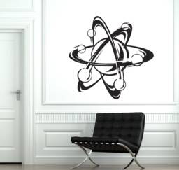 Atom Symbol Vinyl Wall Decal, Modern Science Art For Stem Rooms Or Offices, School College Educational Decor Lab Sticker - 2069Di - thumbnail 1