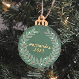 Personalized Hand Painted Wreath Wooden Christmas Ornament Customize This - thumbnail 3