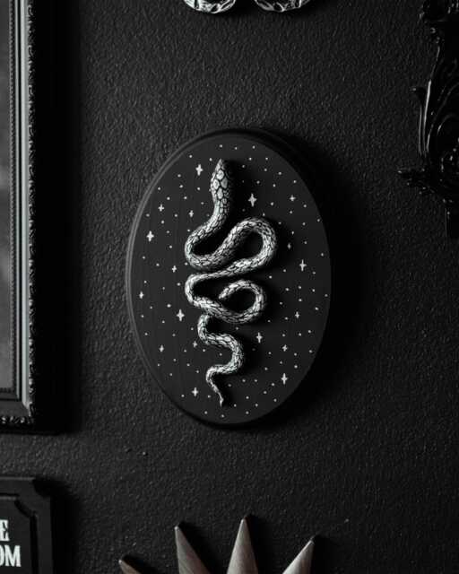 The Midnight Serpent/starry Snake Oval Plaque Mystical Wall Decor By House Of Persephone Handmade Entomolgy Art Unusual Witchy Gift - image 1