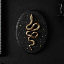 The Midnight Serpent/starry Snake Oval Plaque Mystical Wall Decor By House Of Persephone Handmade Entomolgy Art Unusual Witchy Gift - thumbnail 3