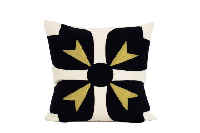 Lou Embroidered Pillow-Black