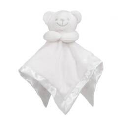 Personalised White Bear Silky Fleece Blankie Soft Baby Comforter Shower Or Christening Gift - thumbnail 1