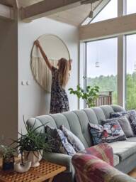 Large Circular Wool Tapestry, Natural Round Macrame, Circle Boho Fiber Art, Wall Decor, Large Simple Tapestry