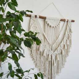 Large Macrame Wall Hanging, Decor, Bohemian Decoration, Tassel Boho Art, Woven Housewarming Gift, Headboard - thumbnail 3