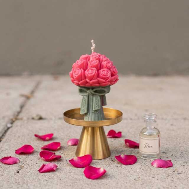 Rose Bouquet Candle Soy & Beeswax Sculptural Candle - image 1