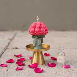 Rose Bouquet Candle Soy & Beeswax Sculptural Candle - thumbnail 1