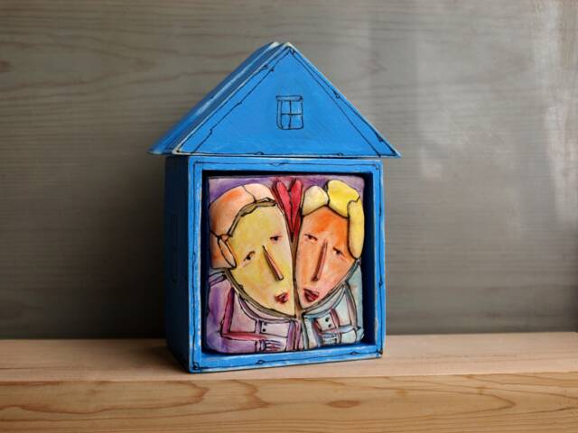 "Ceramic Couple Sculpture ""Home Sweet Home" - image 1