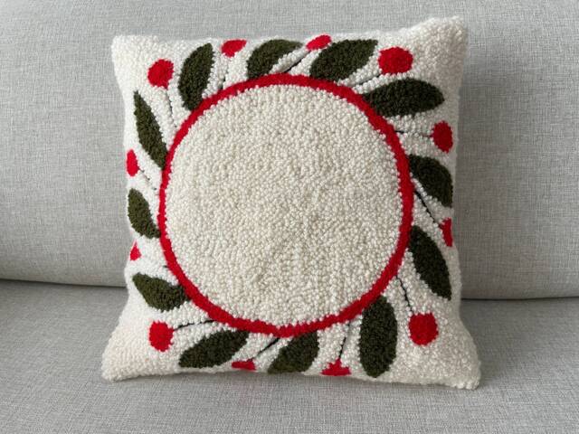 Handmade Punch Needle Pillow Cover - Textured Tufted Cushion - 16x16 - image 1