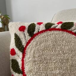Handmade Punch Needle Pillow Cover - Textured Tufted Cushion - 16x16 - thumbnail 3