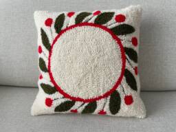 Handmade Punch Needle Pillow Cover - Textured Tufted Cushion - 16x16 - thumbnail 1