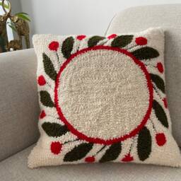 Handmade Punch Needle Pillow Cover - Textured Tufted Cushion - 16x16 - thumbnail 2