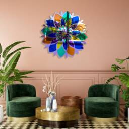 Mirrored Acrylic Mandala Flower Wall Art Mid Century Modern Decor - thumbnail 3
