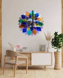 Mirrored Acrylic Mandala Flower Wall Art Mid Century Modern Decor - thumbnail 1