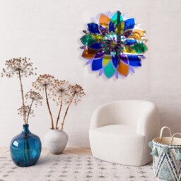Mirrored Acrylic Mandala Flower Wall Art Mid Century Modern Decor - thumbnail 2