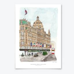 Harrods London Print Knightsbridge Shopping - Gicl??e Art A2, A3 & A4 Sizes - thumbnail 1
