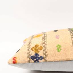 Handmade Turkish Kilim Pillow Cover Stripe Wool Cushion - 16x24 - thumbnail 4