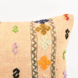Handmade Turkish Kilim Pillow Cover Stripe Wool Cushion - 16x24 - thumbnail 2