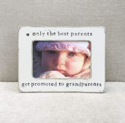Promoted To Grandparents Picture Frame Pregnancy Announcement, Hand Stamped 4x6 Photo - thumbnail 1