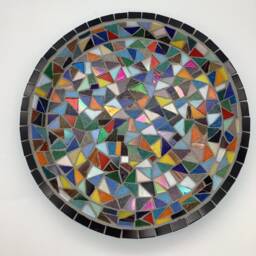 Handcrafted Multicolour Rainbow Mosaic Birdbath - Vibrant Garden Water Dish For Birds - thumbnail 2