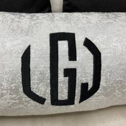 "Luxury Personalised Initial Embroidered Bolster Cushion 16""x6" - thumbnail 2