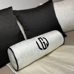 "Luxury Personalised Initial Embroidered Bolster Cushion 16""x6" - thumbnail 4