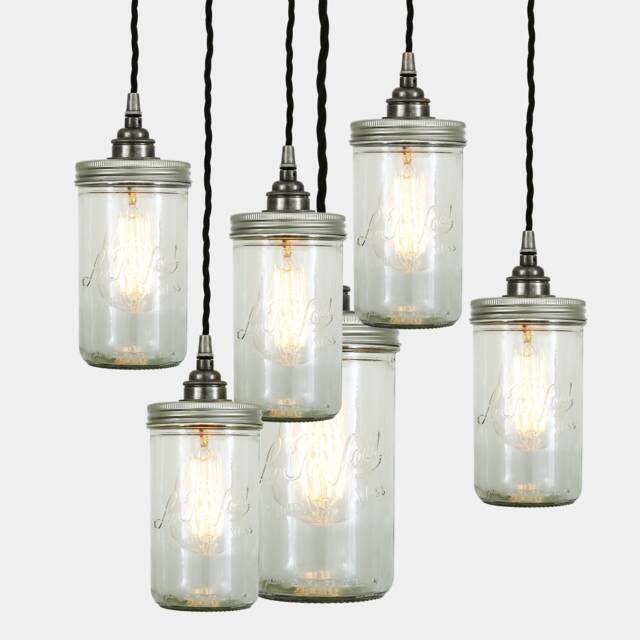 Jam Jar Vintage Glass Pendant Cluster, Five Light - image 1