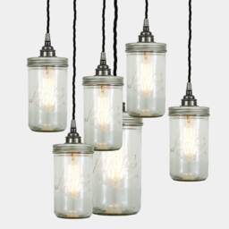 Jam Jar Vintage Glass Pendant Cluster, Five Light