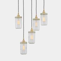 Jam Jar Vintage Glass Pendant Cluster, Five Light - thumbnail 2