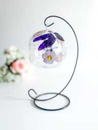 Purple Dragonfly Candle Holder With Lilac Daisies Ornament Unique Home Decor