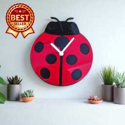 Ladybird Shaped Clock - Bespoke Size, Colours & Shapes Made - Engraving Services