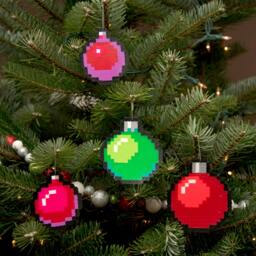 8 Bit Pixel Art Christmas Baubles - Set Of 4 - thumbnail 1