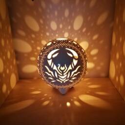 Cancer Zodiac Ceramic Tea Light Holder Hand-Carved Horoscope Lantern - thumbnail 1
