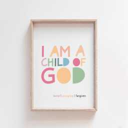 I Am A Child Of God Print, Christian Wall Art, Girls Nursery Bible Verse Bedroom Decor, Pastel Prints - thumbnail 2