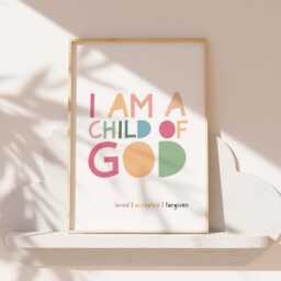 I Am A Child Of God Print, Christian Wall Art, Girls Nursery Bible Verse Bedroom Decor, Pastel Prints - thumbnail 1