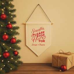 Personalised Santa Please Stop Here Banner - Christmas Wall Hanging Custom Kids Holiday Sign Festive Home Decor - thumbnail 2