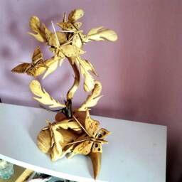 Angel Flower Sculpture, Butterflies , Wooden Sculpture Unique Gift, Feathers - thumbnail 4