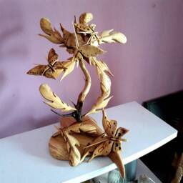Angel Flower Sculpture, Butterflies , Wooden Sculpture Unique Gift, Feathers - thumbnail 2