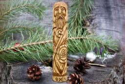 Odin - Hand Carved Norse God Figurine. Linden Wood Statuette - 7 Inches - thumbnail 1